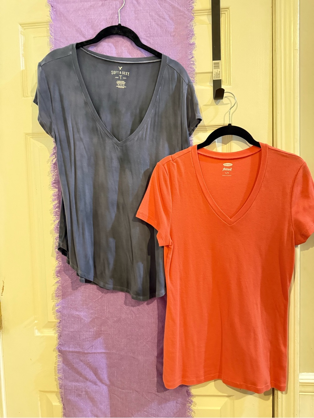 aerie V-Neck Tee Duo in Coral and Charcoal